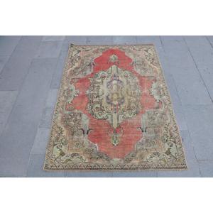 Tapis turc 3,3 x 4,9 pieds, tapis d'appoint vintage, tapis camouflage rouge et bleu - Product Image 1