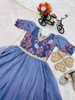 TENNECY Choli de Organza de Seda Taby Reversible, Elástico, de Secado Rápido, Sin Arrugas, con Estampado Digital para Niñas, Listo para Usar en Fiestas