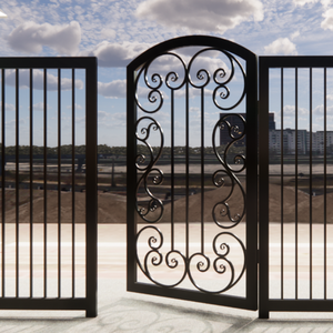 Puertas decorativas de jardín de hierro forjado con paneles personalizados, construcción metálica duradera y diseños elegantes para cualquier entorno de paisaje - Product Image 1