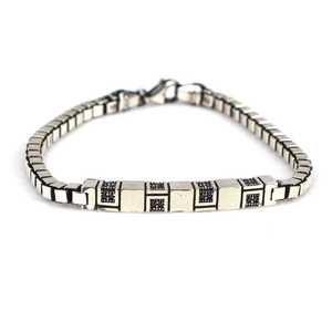925 Sterling <b>Silver</b> Onyx Stone Cube Chain <b>Bracelet</b> Elegant Crystal <b>Bracelets</b> & <b>Bangles</b> - Product Image 1