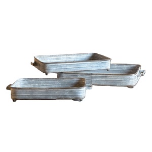 ถาดโลหะชุบสังกะสีทรงสี่เหลี่ยมสำหรับล้างโต๊ะรับประทานอาหารและเครื่องดื่มที่บ้านงานฝีมือสีขาว - Product Image 1