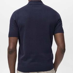 Polo d'été à demi-fermeture à glissière en coton grande taille pour hommes T-shirt en jersey respirant à manches courtes de couleur unie - Product Image 6
