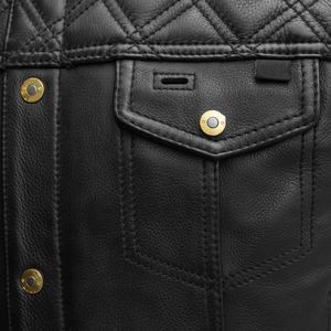 Chaleco de Cuero Vintage de Alta Calidad para Hombre, Estilo Motociclista, Holgado, con Cierre de Cremallera y Cuello Camisero - Product Image 5