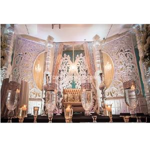 Decoración de escenario de boda, conjunto exclusivo de gran blanco, con acabado blanco, para recepción nocturna y escenario de boda - Product Image 1