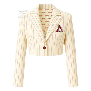 Delta GRIEGO | Sigma | Theta DST Sorority Clothing Listo para enviar Chaqueta de chaqueta recortada a rayas con forro personalizado - Product Image 1