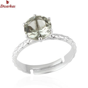 Anillo de amatista verde de Plata de Ley 925, banda ajustable, joyería de moda clásica para mujer para fiesta - Product Image 1