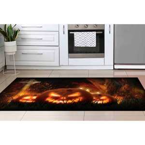 Tapis d'horreur Citrouille : Décoration d'Halloween noire et orange, tapis fin non tissé - Product Image 5