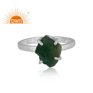 Dernière création : bague empilable en argent sterling 925 avec émeraude naturelle pour femme, cadeau pour elle, fabricant de bijoux indiens - Product Image 2