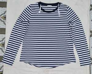 เสื้อยืดลายทางและสีพื้นสำหรับผู้หญิงเสื้อยืดลำลองแขนยาวเสื้อยืดลายทางสีทึบทันสมัย - Product Image 2