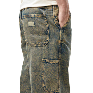 Pantalones vaqueros rectos para hombre de alta calidad, tela recubierta, talla grande, estilo callejero - Product Image 2