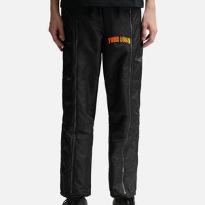 Pantalones Deportivos Negros Elegantes para Hombre, Estilo Europeo, con Detalles de Cremallera Delantera, Ajustados, Rectos, Tipo Motociclista - Product Image 1