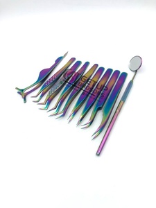 Pince à épiler GETUP BROSONS IMPEX de haute qualité, antistatique, durable, en acier inoxydable, pour extensions de cils, pointe dentelée, miroir arc-en-ciel - Product Image 6