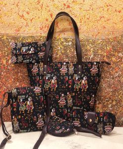 Tissus en coton de haute qualité utilisent cinq pièces ensemble tissu Ikkat un grand sac ensemble avec Mini pochette à monnaie étui Google et enveloppe grand sac - Product Image 3