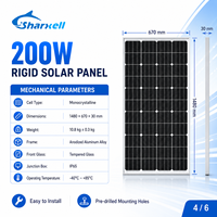 Panneau solaire monocristallin haute efficacité SHARXELL 200W, fabricant de modules OEM pour système solaire domestique