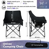 Chaise de Camping pliante portable compacte Adultes Capacité de 250lb Poches latérales Sacs de rangement Activités de plein air-Pique-nique Randonnée