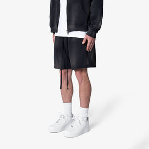 กางเกงขาสั้นผ้าคอตตอนสำหรับผู้ชายซักแบบลายน้ำหนักเบาสีดำ-สีดำสำหรับฤดูร้อน100% - Product Image 2