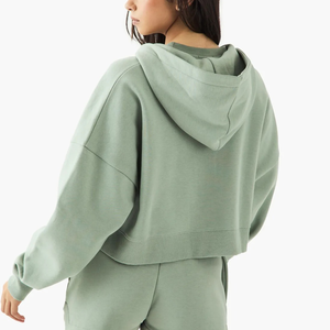 Nouveau sweat à capuche oversize pour femme, coupe courte, fermeture éclair intégrale, logo imprimé personnalisé, 100% coton, confortable, streetwear - Product Image 2