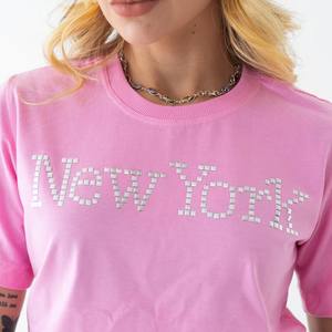 100% T-shirt à col rond de qualité supérieure coupe ample motif solide style High Street en polyester/coton T-Shirt - Product Image 6