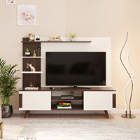 BLUEWUD Rowlet Mini unité TV debout au sol en bois avec étagères pour livres et décoration unité d'affichage lit salon jusqu'à 42 pouces tv