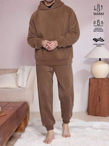 Conjunto Deportivo de Invierno Unisex Talla Grande 2025, Dos Piezas, Top y Pantalones con Estampado, Cuello con Cierre de Cremallera, Felpa Transpirable, Ligero e Informal, 100% - Product Image 6