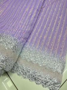 ผ้าโพลีเอสเตอร์คุณภาพสูงลายปักและงานปักเลื่อมสำหรับชุดออกงานปัก100% งานปัก - Product Image 2