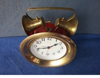 Vintage große westdeutsche Messing Wecker kreisförmige Metall Schreibtisch Wanduhr mit antiken Stil Zahlen muster für Studien platzierung