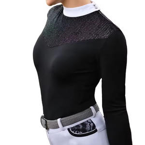 Última llegada camisa de espectáculo de equitación de alta calidad de manga corta de Color personalizado ropa ecuestre transpirable camisa de espectáculo de caballo - Product Image 4