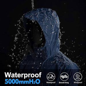 Traje de lluvia transpirable cómodo personalizado con cremallera en el pecho sostenible e impermeable para impresión de logotipo frontal - Product Image 5