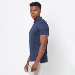 Casual 100% algodón para Polo para hombre patrón sólido con ajuste de contraste cremallera de punto Regular Fit - Product Image 4