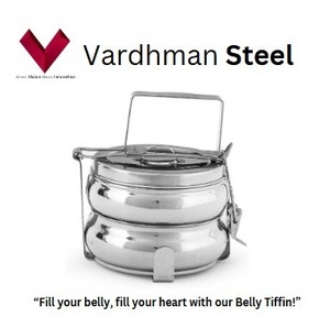 2025 Venta caliente caja Tiffin de acero inoxidable 2 compartimentos Indian Belly Lunch Bento Carrier 8x2 grado alimenticio con regalo - Product Image 2