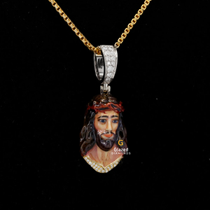 Colgante de hip hop de Jesús, busto completo en diamantes de moissanita de corte brillante redondo con oro sólido de 10kt - Product Image 4