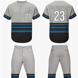 Uniformes de Jersey con Botones Sublimados Personalizados de Élite, Camisetas y Pantalones de Béisbol Transpirables con Franjas, Nombre, Número y Logotipo Personalizados - Product Image 1