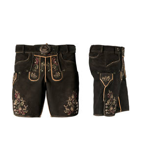 High Street Wear Short brodé en cuir de style le plus récent Tissu doux respirant avec Lederhosen en cuir à motif solide - Product Image 3