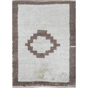 Tapis en laine classique Nuray beige et marron, noué à la main, géométrique, tissage plat 3D pour la maison, la chambre, le couloir, rectangulaire 9x12, Pae-1378 - Product Image 1