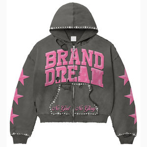 Sudadera con Capucha Personalizada de Estilo Urbano, Lavada al Ácido, Unisex, Estilo Vintage, con Pedrería para Hombre - Product Image 1