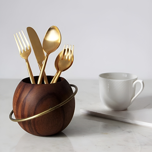 Offre Spéciale cuisine couverts organisateur en bois couverts panier étendoir porte-ustensile forme arrondie - Product Image 4