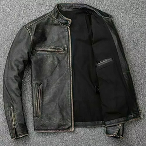 Men Biker Genuine Leather Jacket <b>Zipped</b> Motorbike Style Leather Coat High Quality Customized Embroidered Brand New 2025 Jackets - Product Image 3
