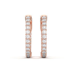 Venta al por mayor 1.50Ct Rosy Moissanite Kiss Pendientes redondos en oro rosa de 14K Opciones personalizables OEM - Product Image 3