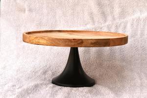 Support de service à gâteau en bois avec pied en métal Support de support de gâteau en bois de manguier pour une utilisation de table au prix le plus bas - Product Image 3