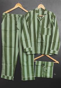 Conjunto de pijamas con estampado de rayas de algodón indio, ropa de dormir suave para mujer, traje de pijama de verano de algodón puro - Product Image 4