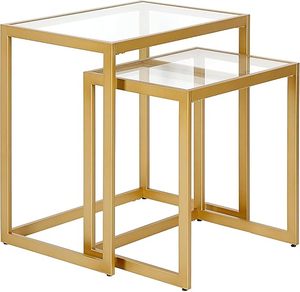 Verre, Simple, Moderne, Élégant, Chevet, Table de nuit, Carré, Chambre à coucher, Salon, Canapé, Table d'extrémité, Carré - Product Image 1