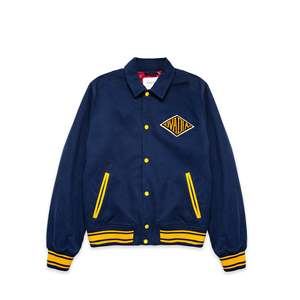   Veste universitaire en cuir véritable et sergé [F19302-47432] en toile imperméable à fermeture éclair avec motif 3D pour printemps automne XS - Product Image 1