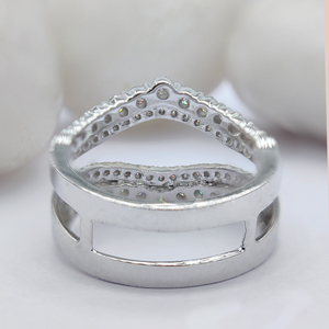 Luxury White Gold Color Boutique Bridal Wedding Jewelry Flawless Moissanite Diamond Engagement Band Ring - Product Image 4