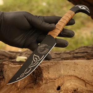 Hecho a mano antiguo Medieval alto Damasco acero cuchillo de cocina hoja de acero al carbono acabado de alto pulido Funda de cuero duradera para - Product Image 2