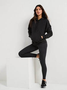 Sudadera con capucha francesa de Terry esencial para mujer negra a precio de fábrica, sudaderas con capucha en blanco transpirables y antiarrugas más vendidas para mujer - Product Image 5