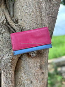 Nuevo bolso de mano de cuero de Color arcoíris reciclado hecho a mano Real para mujer, monedero multiusos de Color rechoncho elegante, tarjetero ATM, carteras de moda - Product Image 3