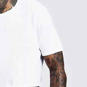Emboss Logo Distressed Cropped Boxy <b>Fit</b> <b>T</b> <b>Shirt</b> for Men Custom Logo 250gsm 100% Cotton Dtg Print Streetwear Boxy Tees - Product Image 3