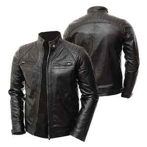 Veste d'hiver pour hommes en tissu de cuir de haute qualité vêtements de cuir de moto confortables vente en gros - Product Image 1
