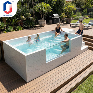 Jacuzzi Exterior Elevado de Fibra de Vidrio con Cascada y Asientos Confortables, Piscina de Hidroterapia con Iluminación LED - Product Image 1