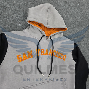 Sweat-shirt unisexe style universitaire San Francisco gris et noir, uni, broderie frontale, logo personnalisé, service OEM - Product Image 3